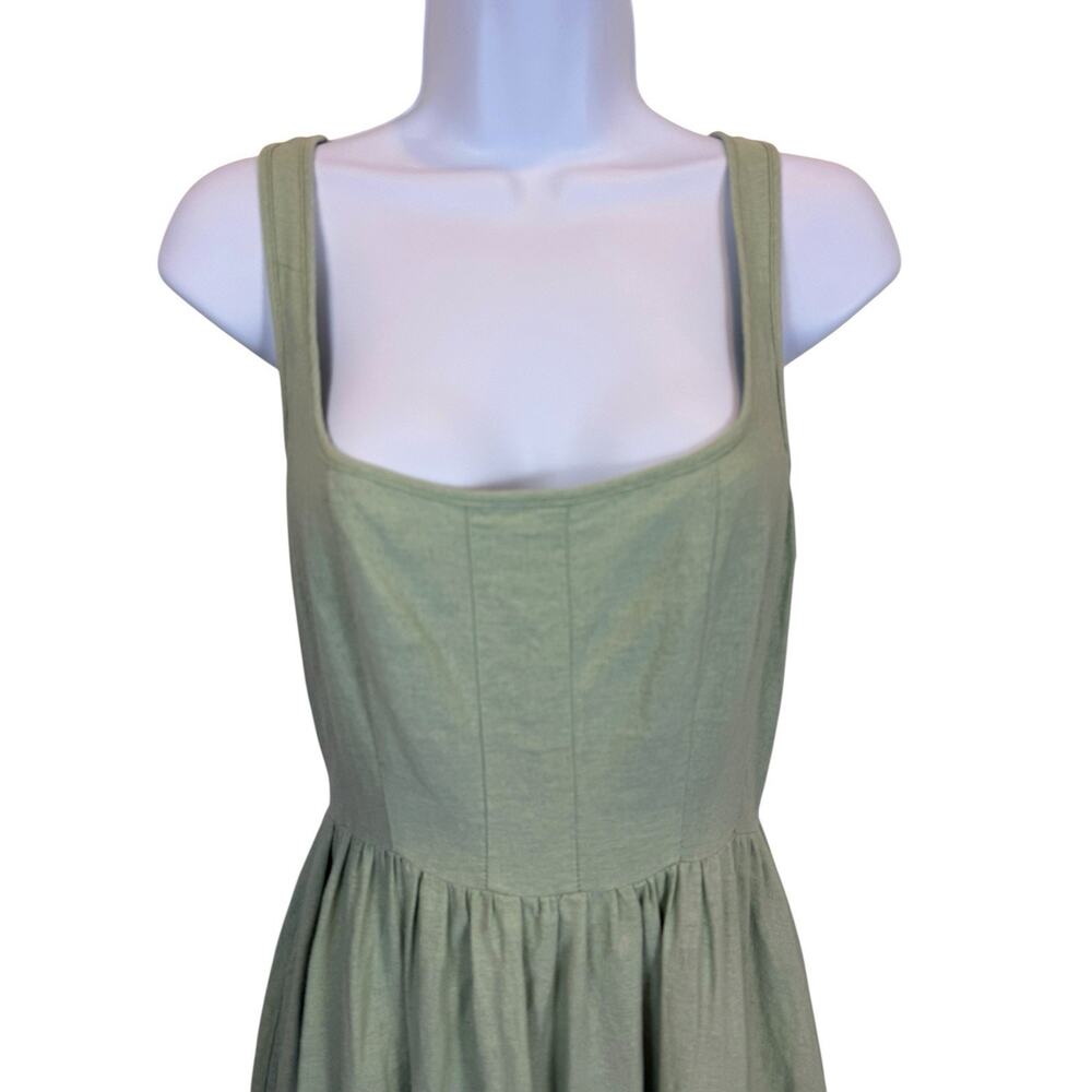 Christian Lacroix Dress Womens 4 Sage Green Linen Feminine Romantic Cottagecore - Picture 2 of 12